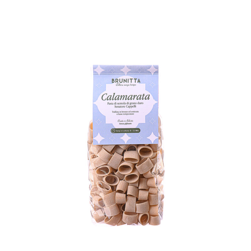 CALAMARATA SENATORE CAPPELLI — pasta artigianale italiana di grano Senatore Cappelli e olio extravergine Brunitta, Salento, Puglia