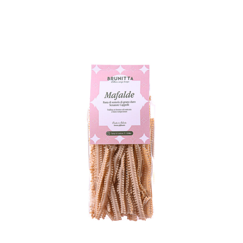 MAFALDE SENATORE CAPPELLI — pâtes artisanales italiennes au blé Senatore Cappelli et huile d'olive extra vierge Brunitta, Pouilles, Italie