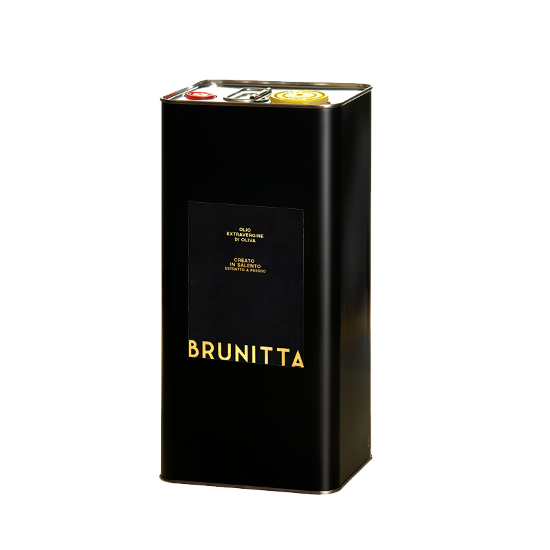 OLIO EXTRAVERGINE DI OLIVA BRUNITTA 5 LT — pasta artigianale italiana di grano Senatore Cappelli e olio extravergine Brunitta, Salento, Puglia