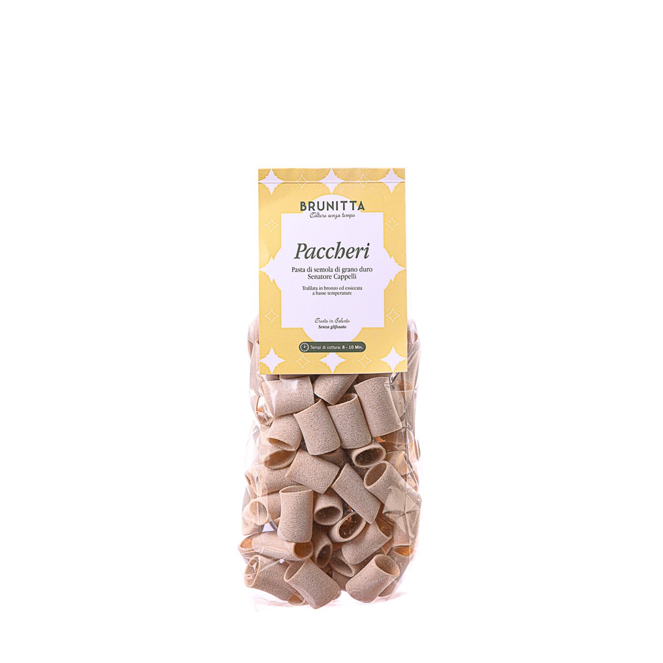 PACCHERI SENATORE CAPPELLI — pasta artigianale italiana di grano Senatore Cappelli e olio extravergine Brunitta, Salento, Puglia