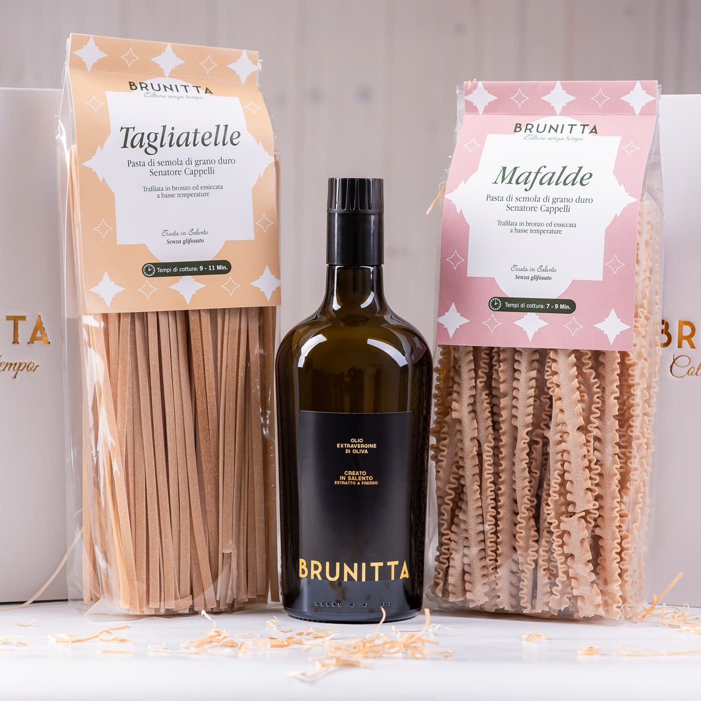 Tagliatelle, Mafalde e olio extravergine Brunitta